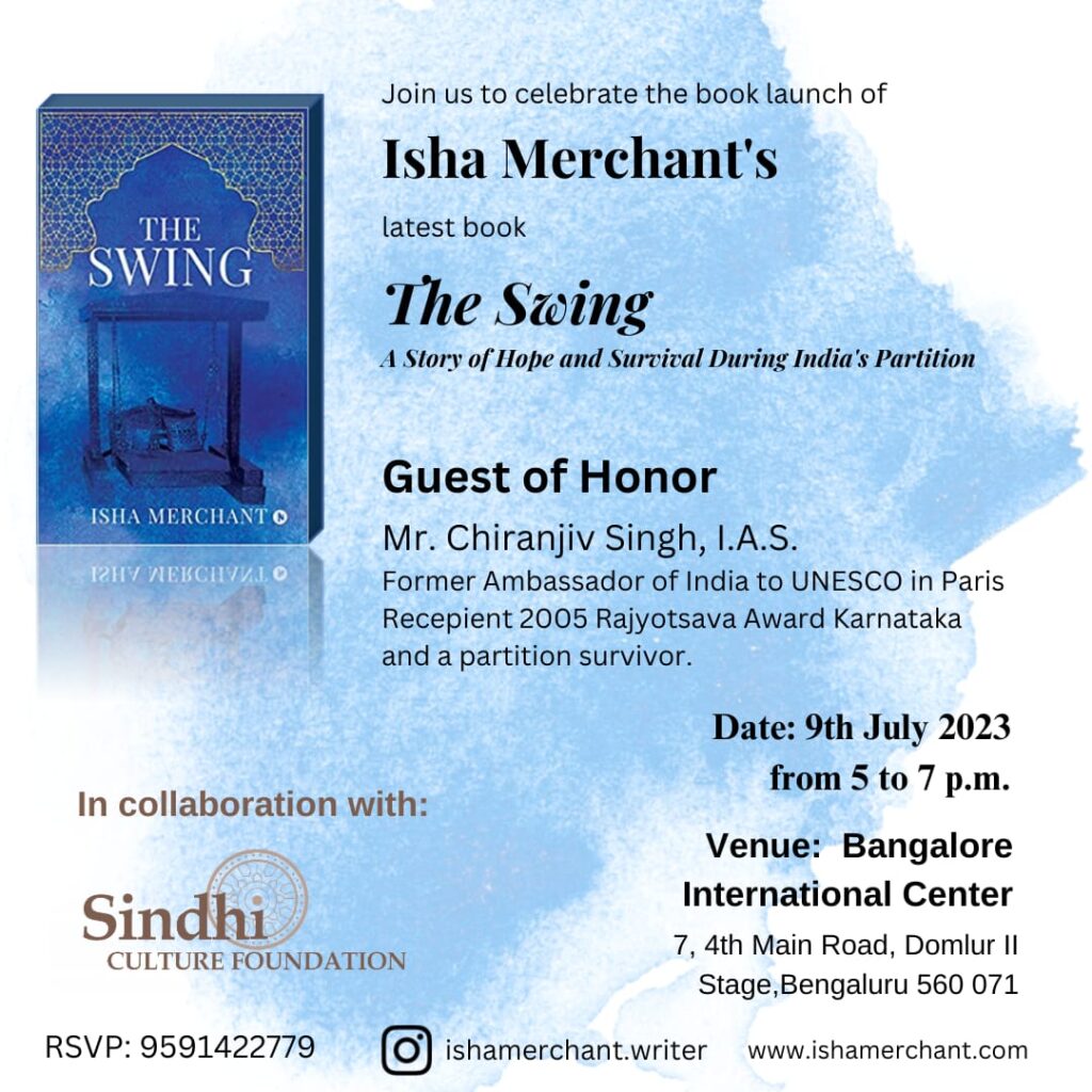 Book Launch of Isha Merchant's latest novel "The Swing - A Story of Hope and Survival During India's Partition